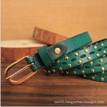 leisure leather lady brand belt with rivet